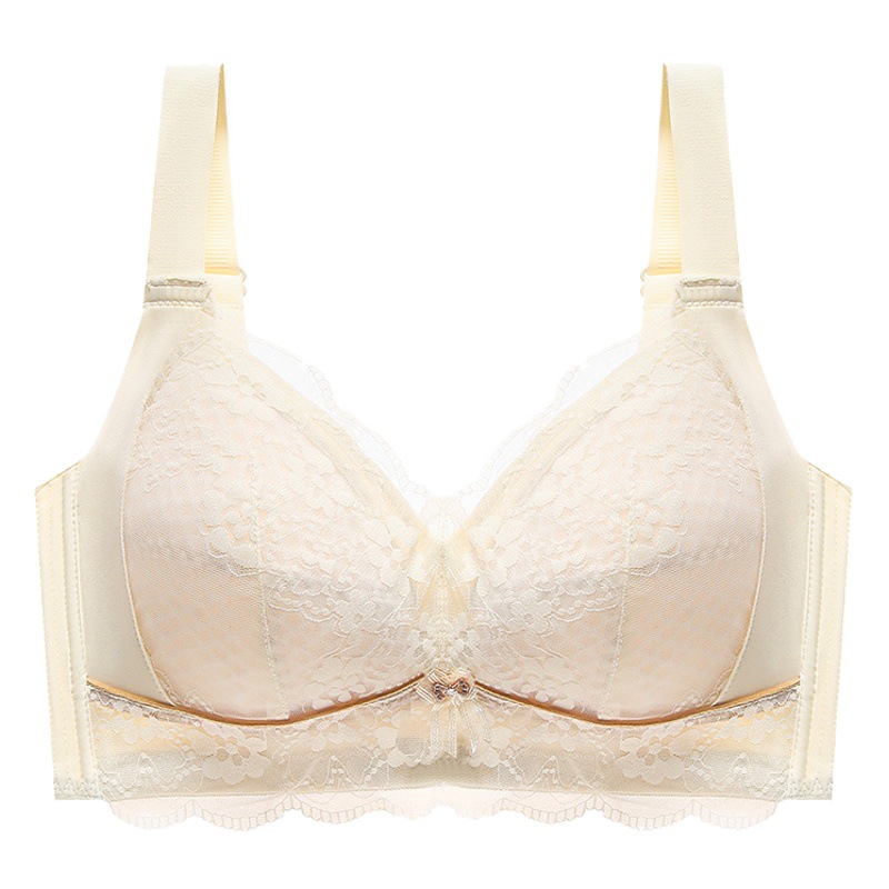 Big Chest Small Underwear Women's Summer Ultra-thin Full Cup No Steel Ring Anti-bump Cup Collector's Breast Anti-sagging Bra