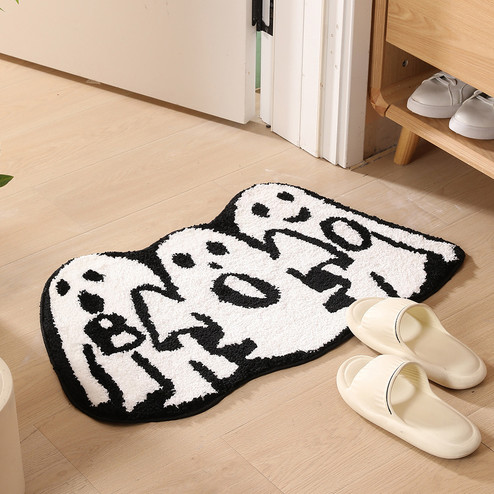 Picture of Flocked Round Bedroom Door Mat, Non-Slip Bathroom Absorbent Floor Mat, Entrance Door Mat, Children's Mat, Non-Slip and Absorbent