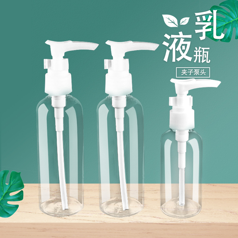 Picture of PET Transparent Pump Bottle Emulsion Press Bottle PET Transparent Plastic Squeeze Bottle Clip Pump Duckbill Bottling