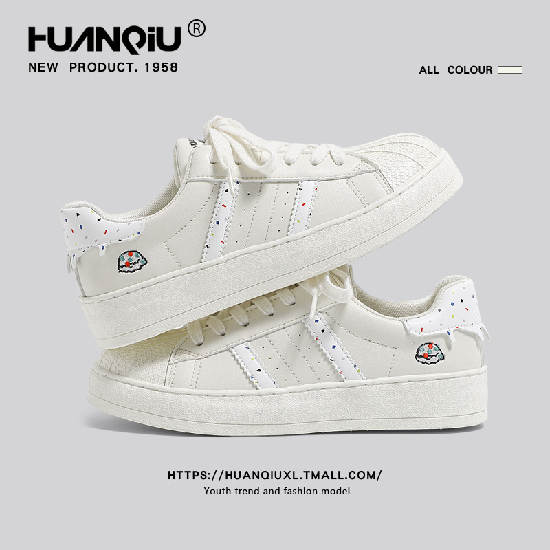 Universal Thick-Soled Shell White Shoes for Women 2025 Spring New Fashion Super Hot Cream Casual Versatile Sneakers