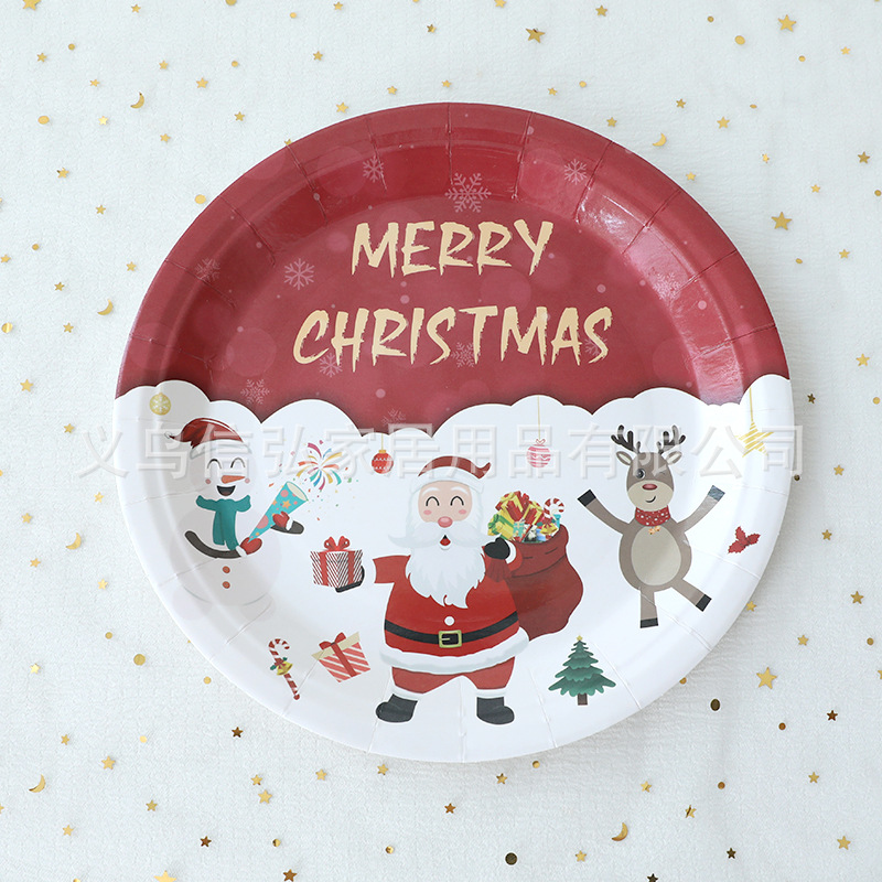 Picture of Cross-border new Christmas decoration theme disposable tableware paper plate party decoration arrangement paper cup paper plate suit