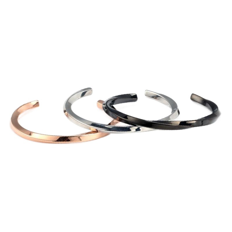 S18 C type twisted open titanium steel couple bracelet men and women couple set adjustable stainless steel bracelet