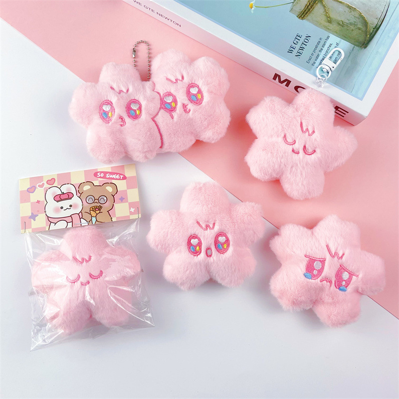 Cartoon Creative Squeaky Star Pendant Keychain Doll Pendant Plush Decoration Doll School Bag Decoration Accessories