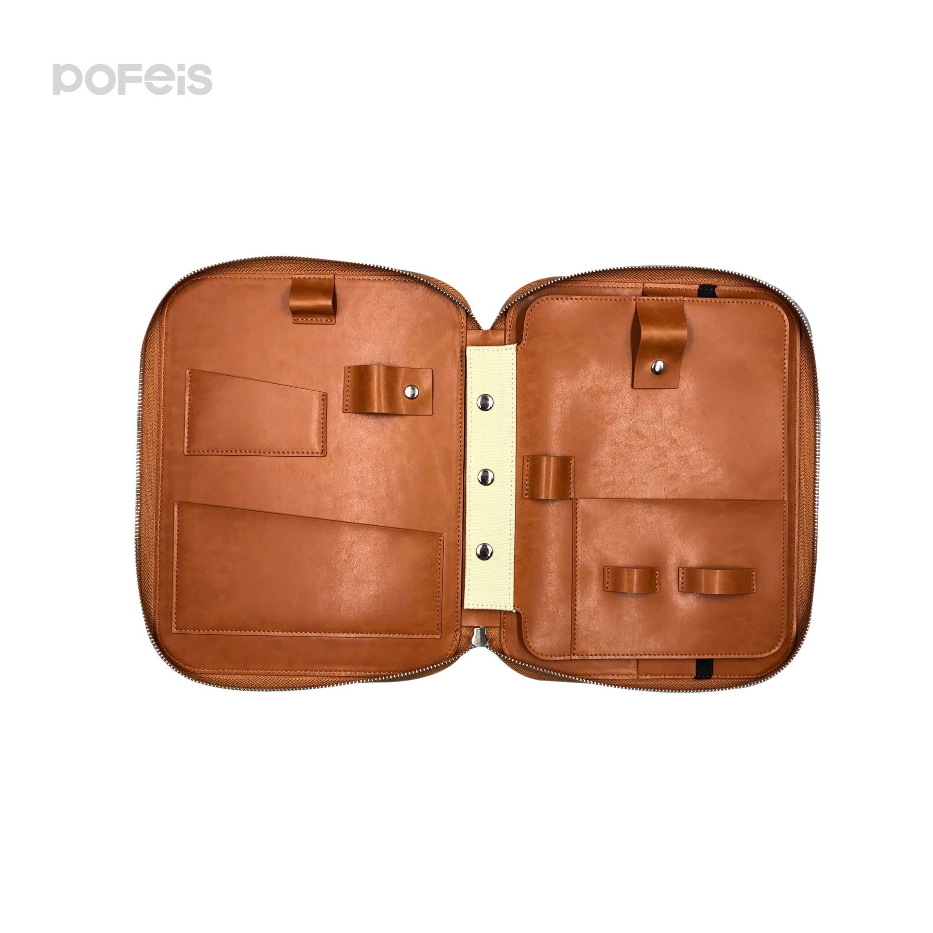 Brown Pu Bag Accessories Digital Bag Electronic Product Data Cable Travel Waterproof Storage Bag Earphone Case Zipper Type
