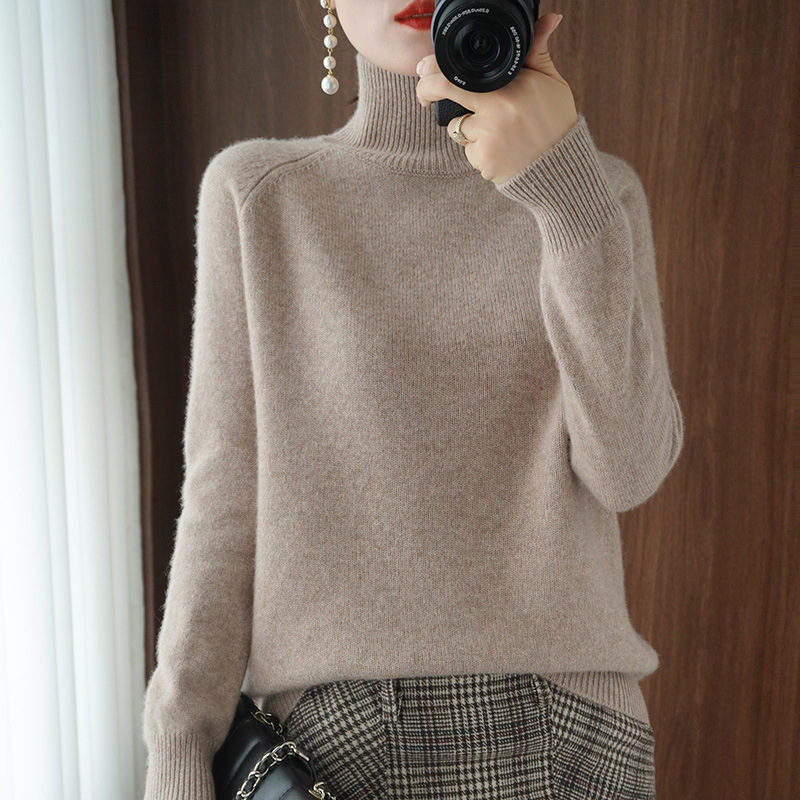 Picture of Stand Collar Sweater Women's Autumn and Winter New 2025 Thick Korean Style Women's Pure Color Pullover Loose Knitted Long-Sleeved Bottoming
