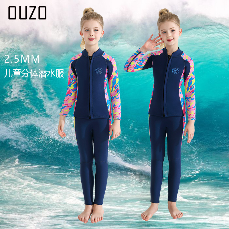 2.5mm Children's Diving Suit Long Sleeve Split Diving Suit Surf Suit Cold-proof Warm Jellyfish Swimming Suit for Boys and Girls
