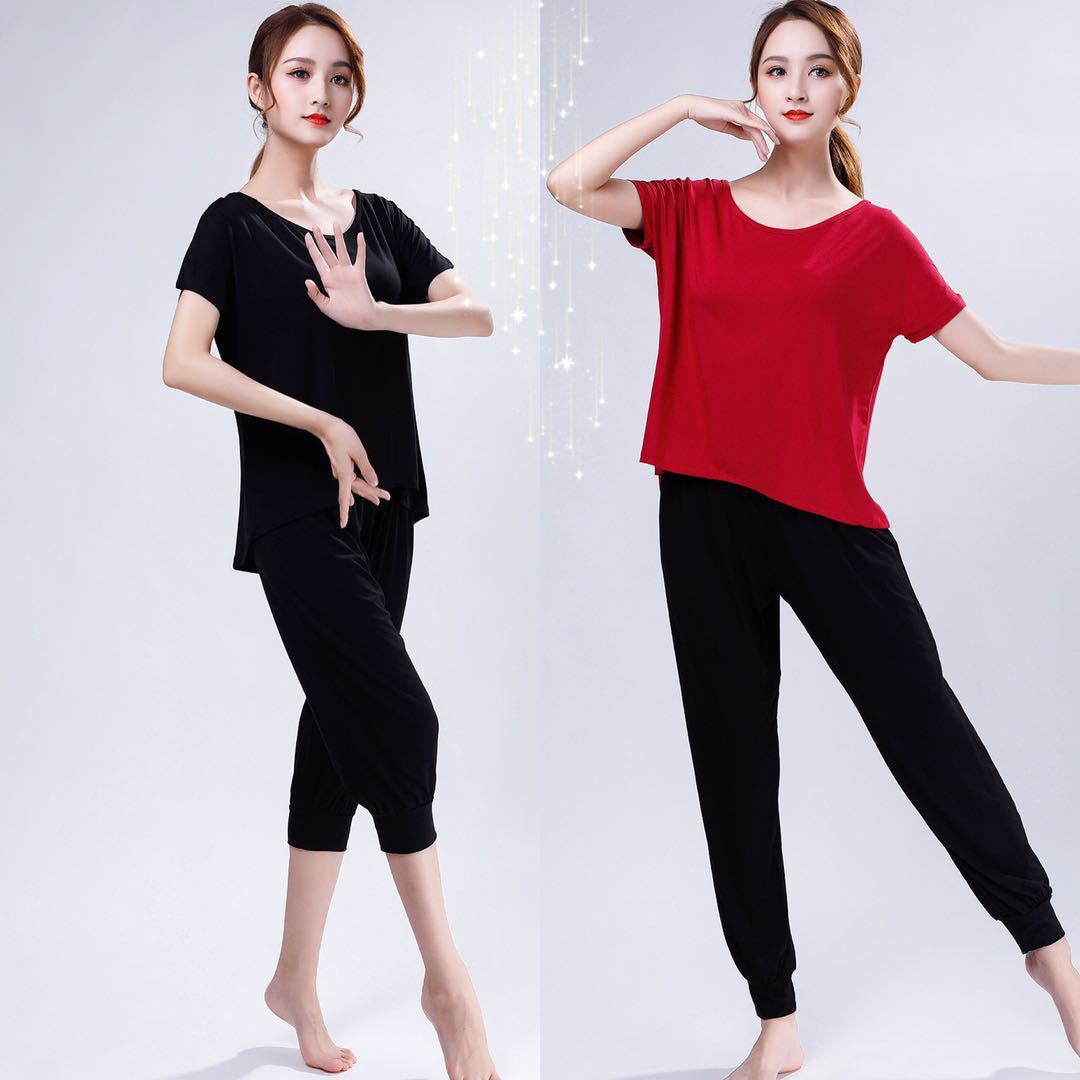 Summer New Modern Dance Yoga Practice Clothing Women's Short-sleeved Two-piece Loose plus size Modal Performance Clothing