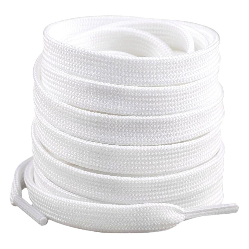 Color foot brand manufacturers wholesale polyester silk shoelaces shoelaces small white shoes shoelaces double flat black and white color