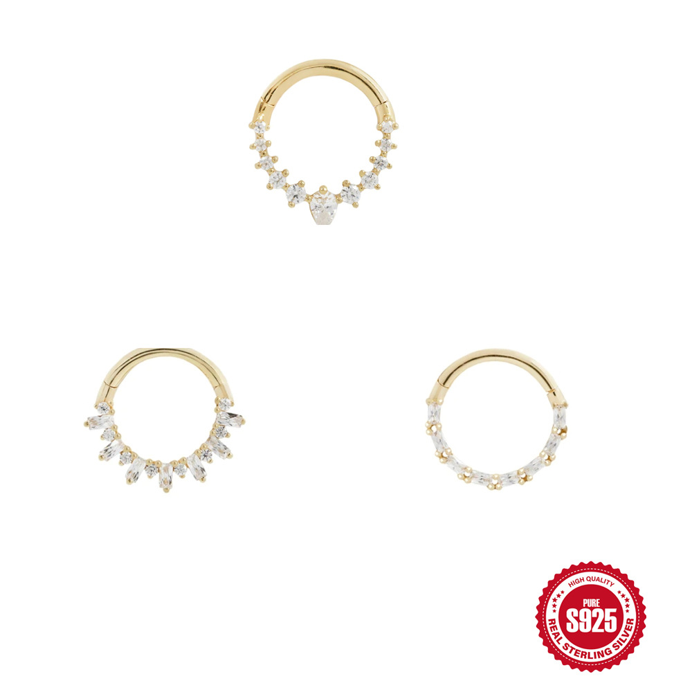 New cross-border fashion simple ins style s925 sterling silver Personality Diamond cartilage puncture ear bone nail nose nail nose ring