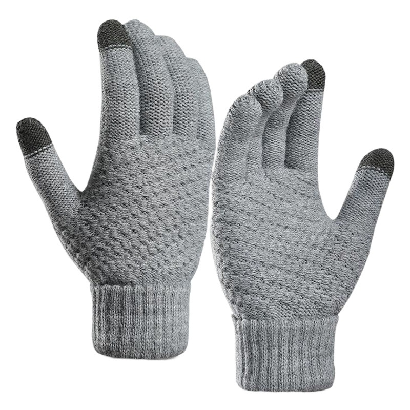 Winter Touch Screen Gloves for Men, Imitation Cashmere Thickeneded Reverse-Needle Jacquard Women's Fashionable Warm Couple Knitted Gloves