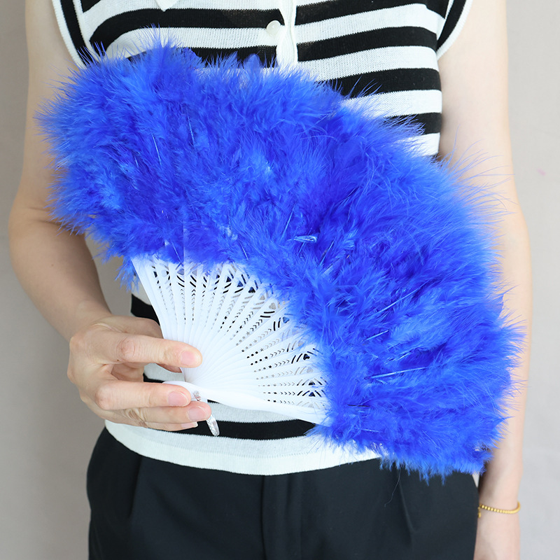 Picture of Wholesale full feather fan thickened feather feather fan stage performance props dance performance antique folding fan