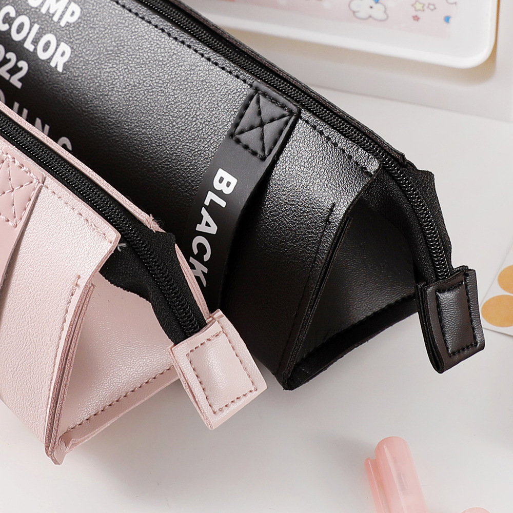 Picture of Korean Style Junior High School PU Leather Simple Large Capacity Pencil Case Student Women's Stationery Storage Bag Creative Stationery Box