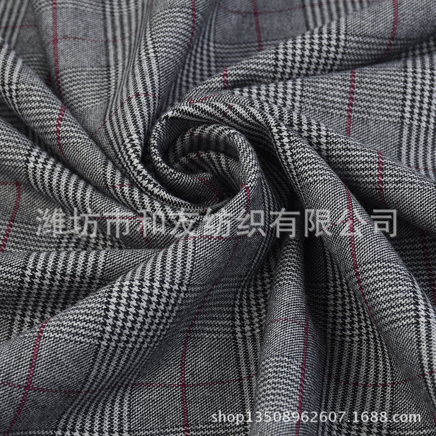 Picture of Polyester viscose yarn-dyed elastic Plaid sanding 64% P 34% R 2% SP 230GSM sanding Plaid