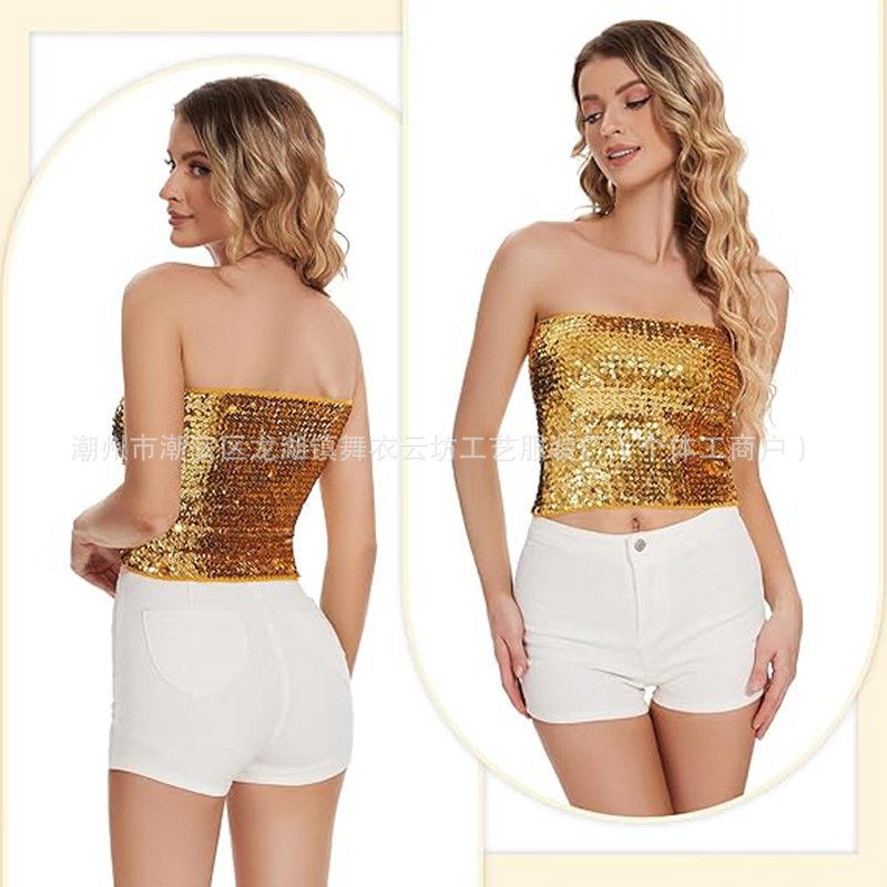 Picture of European and American sequins wrapped chest DS costume party performance tube top Amazon explosion top cross-border women's top