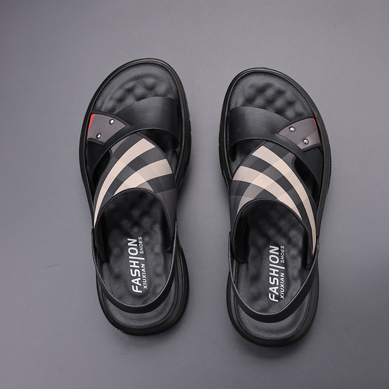 Sandals men's 2025 summer new leather casual beach shoes men's non-slip wear-resistant hole shoes a generation of wholesale