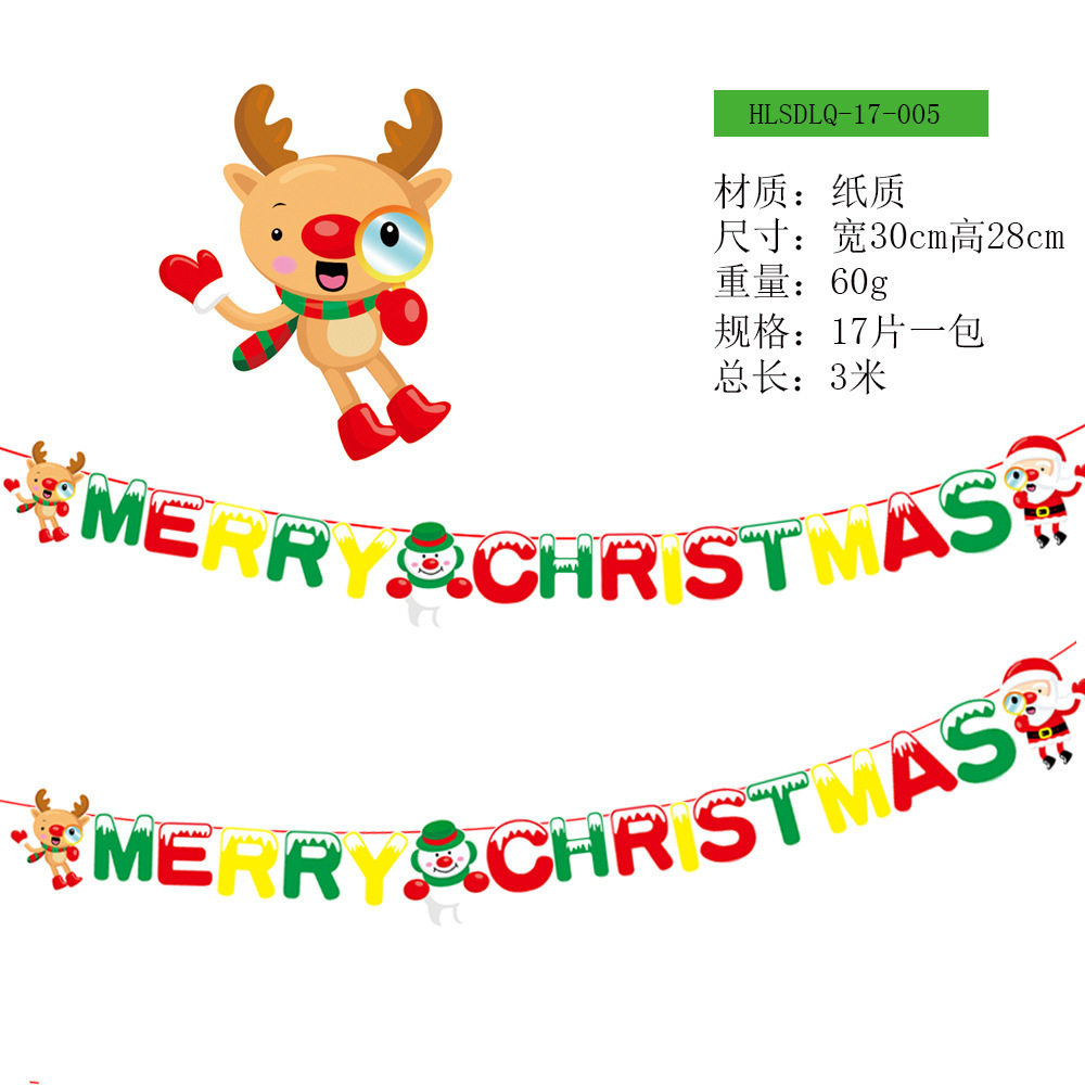 Picture of Christmas Decorations Christmas Pull Flag Hanging Flag Holiday Banner Party Decoration Paper Cartoon Christmas Pull Flower String Flag