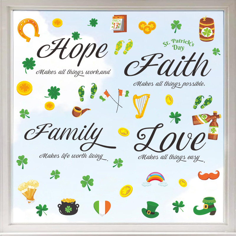 Picture of New Irish Festival Window Decorative Stickers Home Bedroom Cabinet Decorative Quotations St Patrick's Wall Stickers