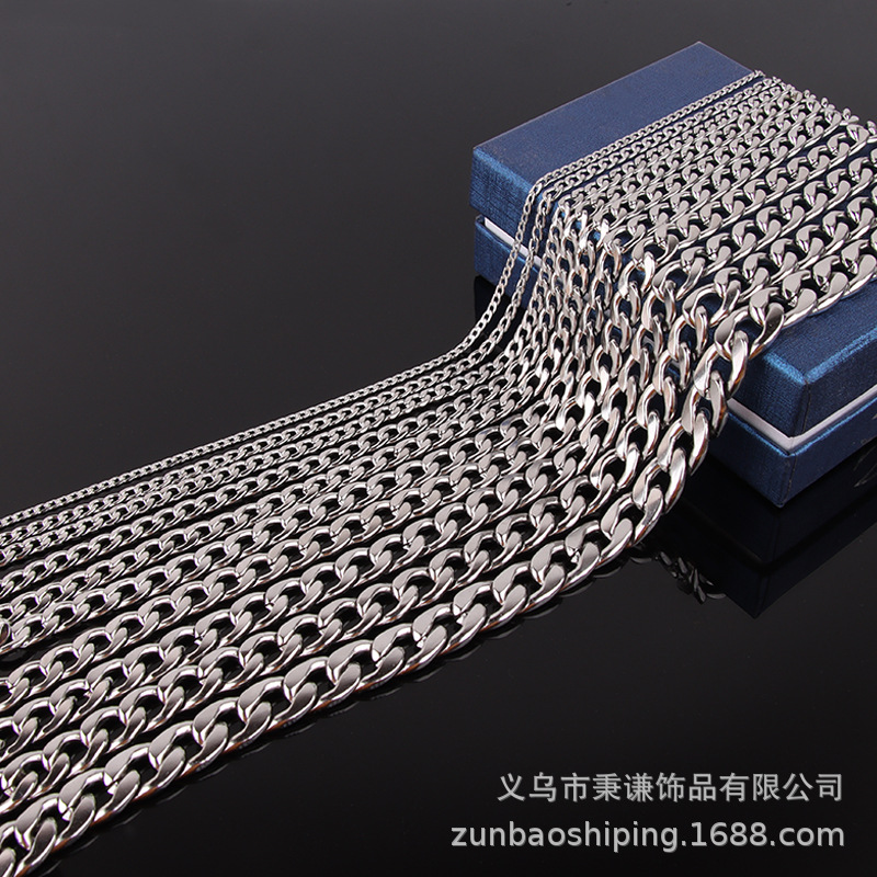 Picture of Titanium Steel Cuban Necklace Nk Chain Men's Stainless Steel Necklace Women's Sweater Chain European and American Hip-Hop DIY Jewelry Accessories