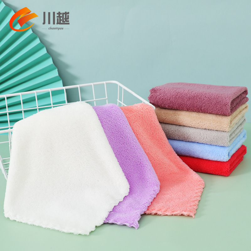 Picture of Coral Velvet Square Towel Wholesale Kindergarten Face Wash Towel Soft and Absorbent Household Kitchen Cleaning Rag Hand Towel