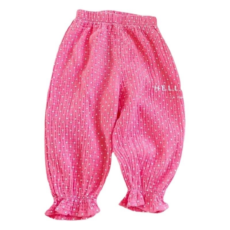 Beach Pants Sun Protection Pants Summer Korean Style Children's Fashion Anti-mosquito Pants Printed Casual Pants Baby Girl's Woven Ankle-length Pants