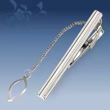 Picture of Metal tie clip men's suit chain 140 simple flower type business atmosphere with drill tie clip