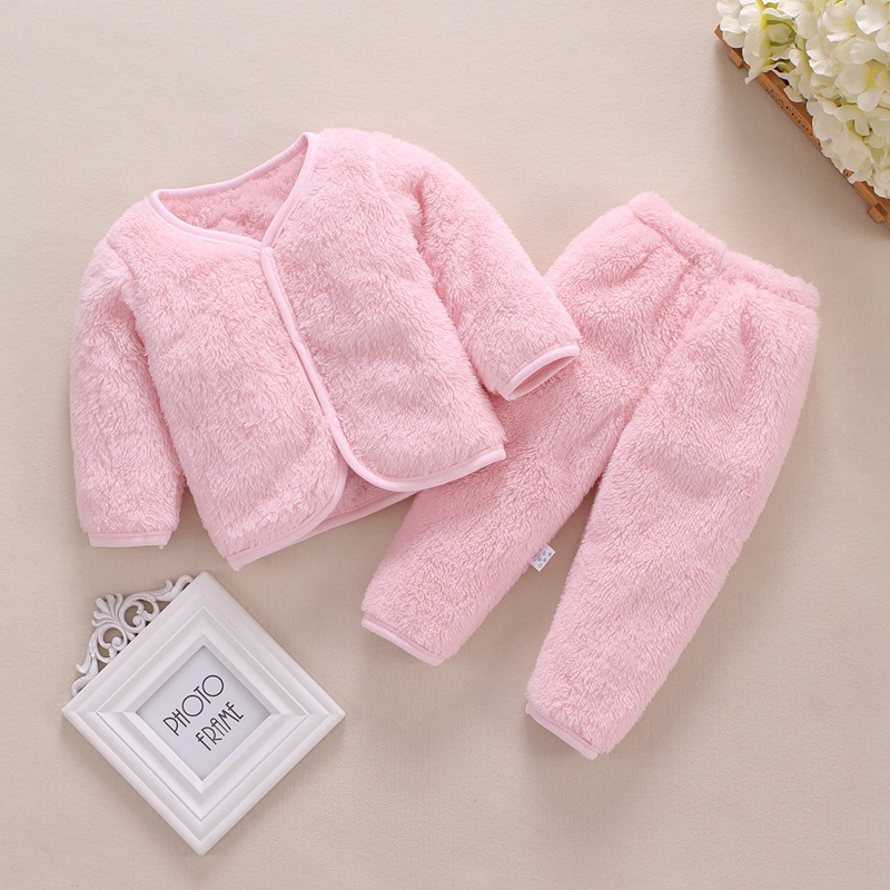 Picture of Baby suit Autumn and Winter Newborn Clothes Boys and Girls Baby Thermal Underwear suit Flannel Cardigan Two-piece Set