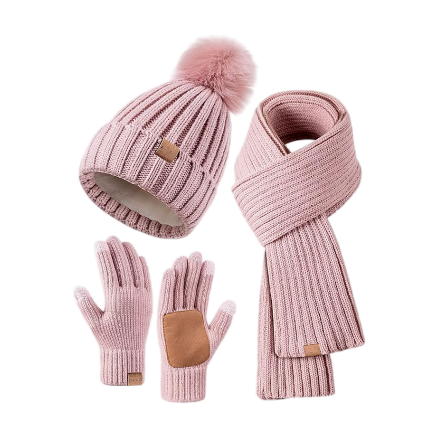 Picture of Cross-border e-commerce factory new in stock adult children 6 color women's knitted hat scarf touch screen gloves