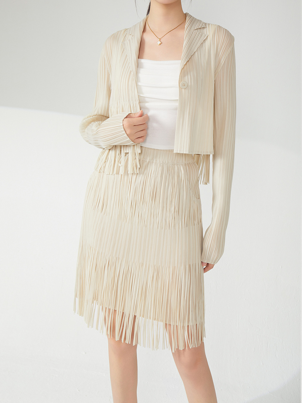 Miyake Fringe Skirt Skirt Summer High-end Cake Skirt Elastic Waist High Stretch Pleated Skirt