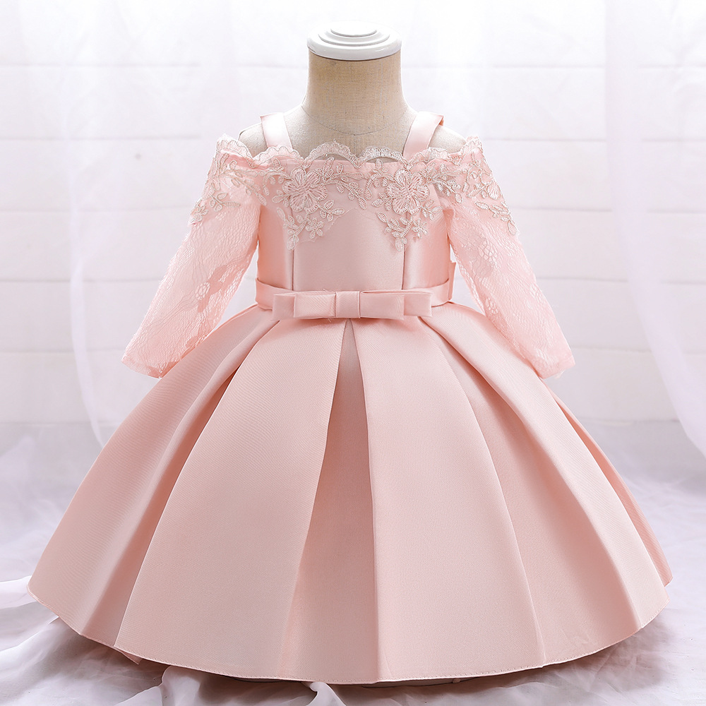 Picture of Cross-border Amazon baby dress satin cloth one-year-old baby dress dress birthday cute princess