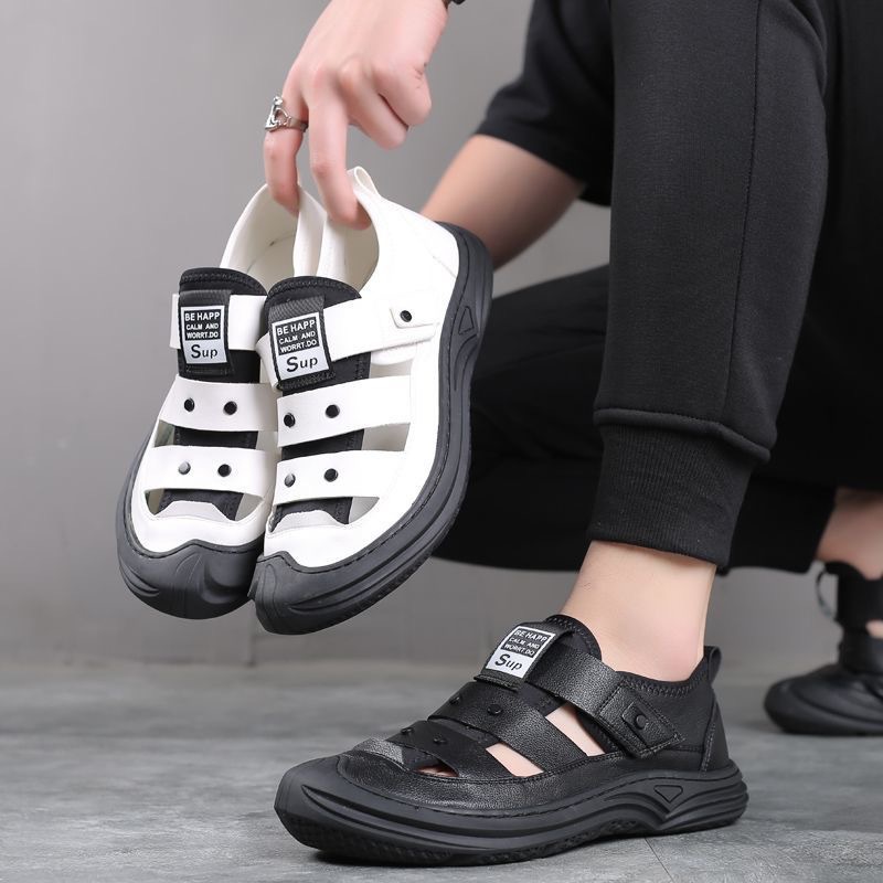 Toe-Toe Sandals Men's Cross-Border Foreign Trade New Men's Summer Hollow Breathable Casual Shoes Trendy Outdoor Beach Shoes