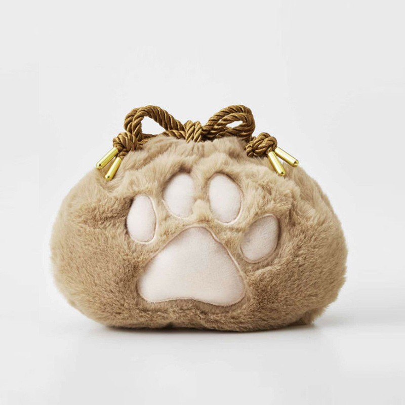 Picture of Japanese popular cute cat claw cosmetic bag drawstring drawstring drawstring storage bag plush lipstick bag wash bag