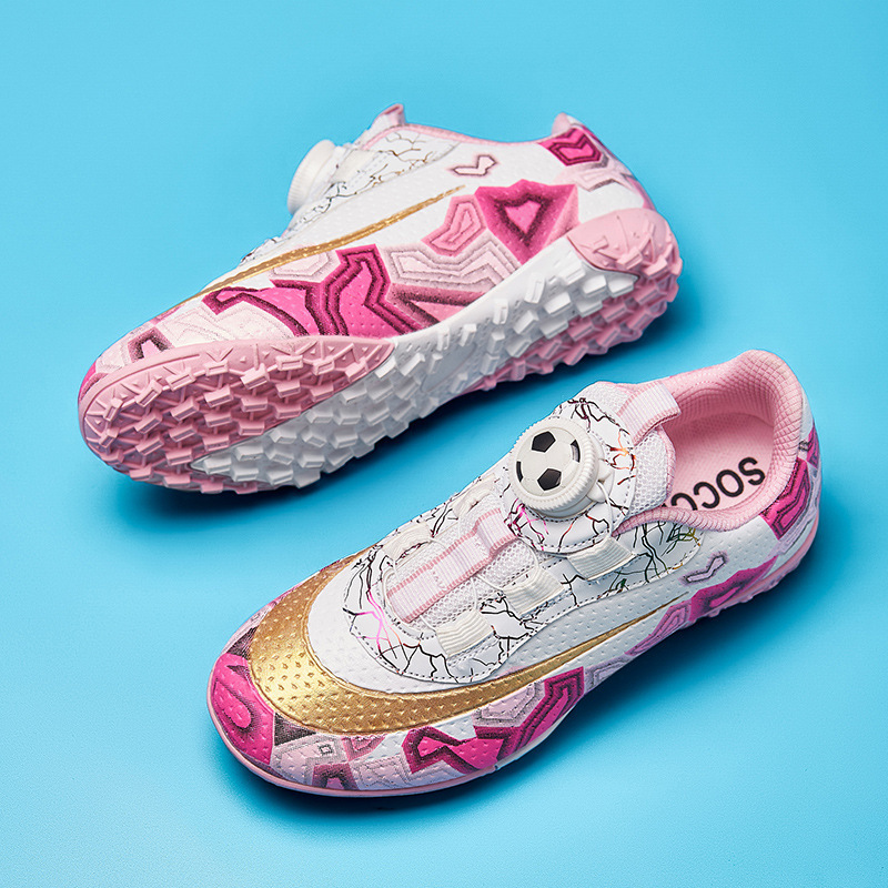A pair of hair children's rotating buckle broken nails training football shoes girls boys primary school students competition training sneaker