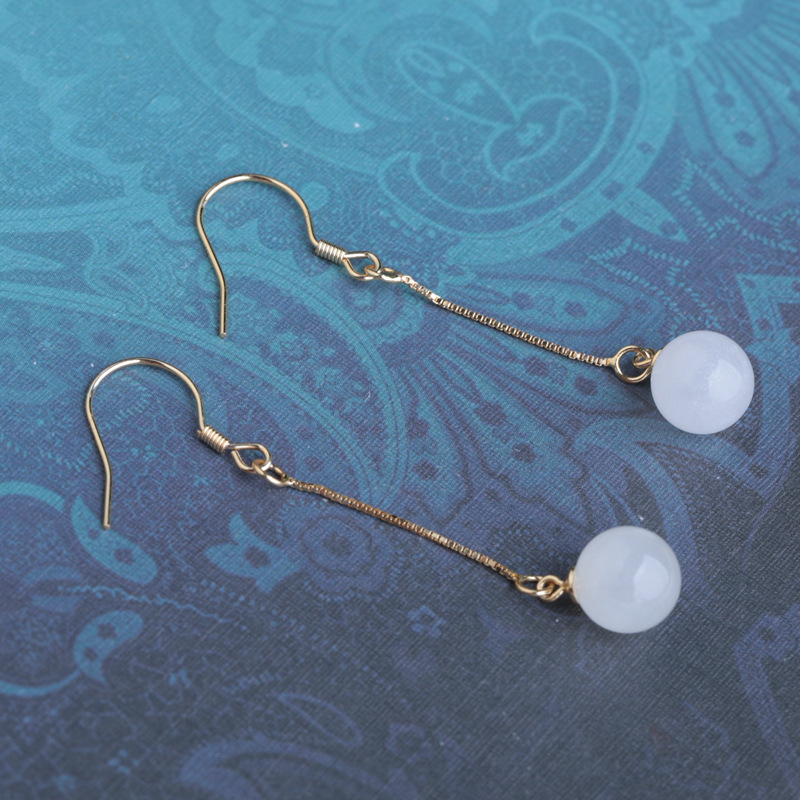 With Certificate 8mm Antique Hetian Jade Beads Earrings with Cheongsam Hanfu Distinctive Jade Earrings Natural Jade Earrings