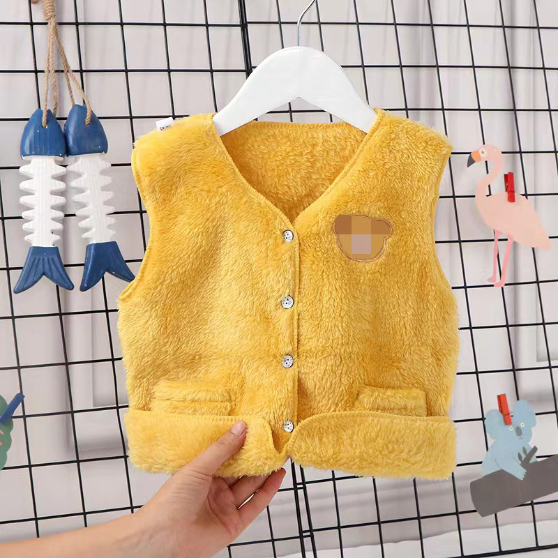 Picture of Children's vest spring and autumn double-sided coral fleece men and women baby fleece-lined vest Korean style waistcoat flannel baby vest