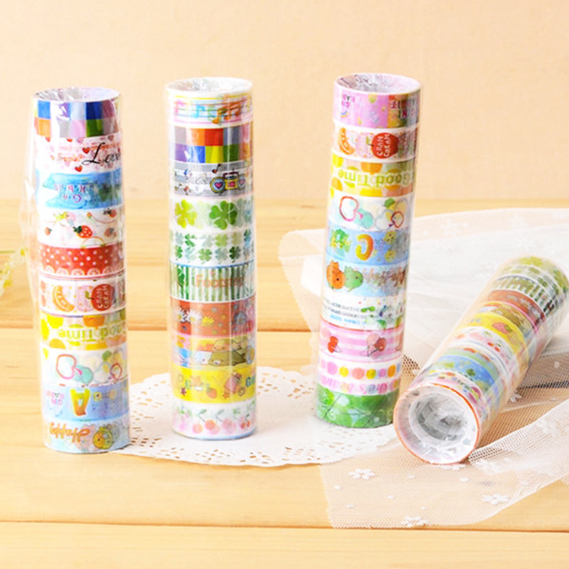 Korean style cute cartoon tape office tape small size color decorative tape DIY color tape mixed color
