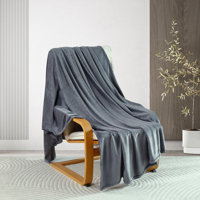 Picture of Flannel Blanket, Coral Fleece Solid Color Blanket, Nap Blanket, Office Shawl Blanket, Throw Blanket, Nap Blanket, Gift for Sales Promotion
