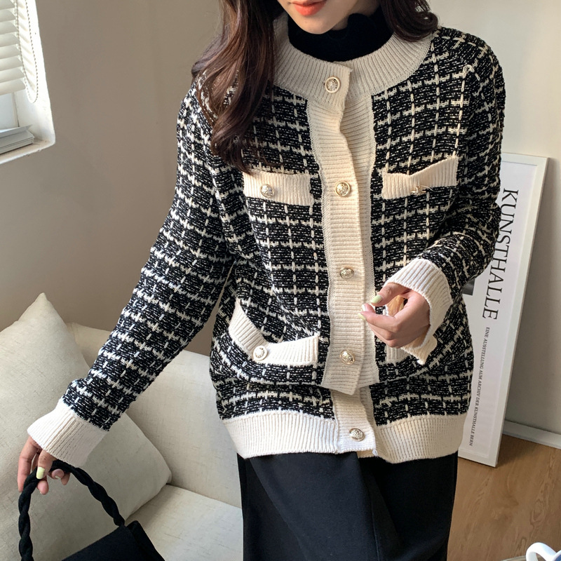 Korean Style Small Fragrant Sweater Jacket for Women 2025 Autumn and Winter New Loose Lazy Style Mid-Length Knitted Cardigan Trendy