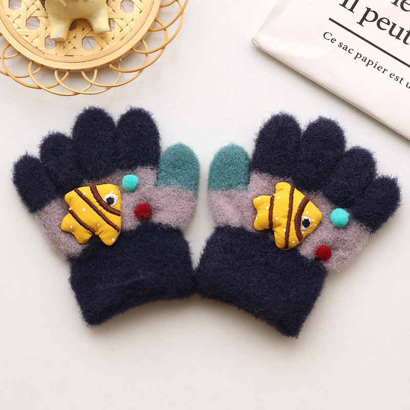 Picture of Children's Gloves Five Fingers Baby Autumn and Winter Cute Trendy Boys and Girls Students Thickened 1-3 Years Old 2 Warm Kids