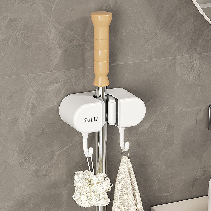 Picture of Wall-mounted mop clip rack punch-free hook balcony bathroom bathroom buckle fixed broom storage rack