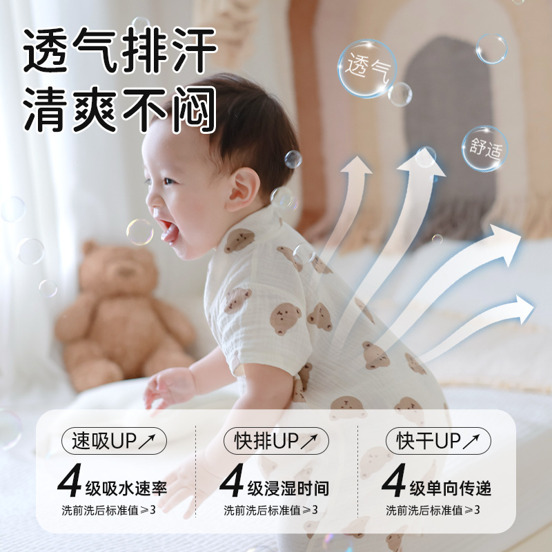Picture of 2025 New Summer Cotton Yarn Climbing Suit for Baby Class A Pure Cotton Monk Suit Short-sleeved Newborn Baby Clothes