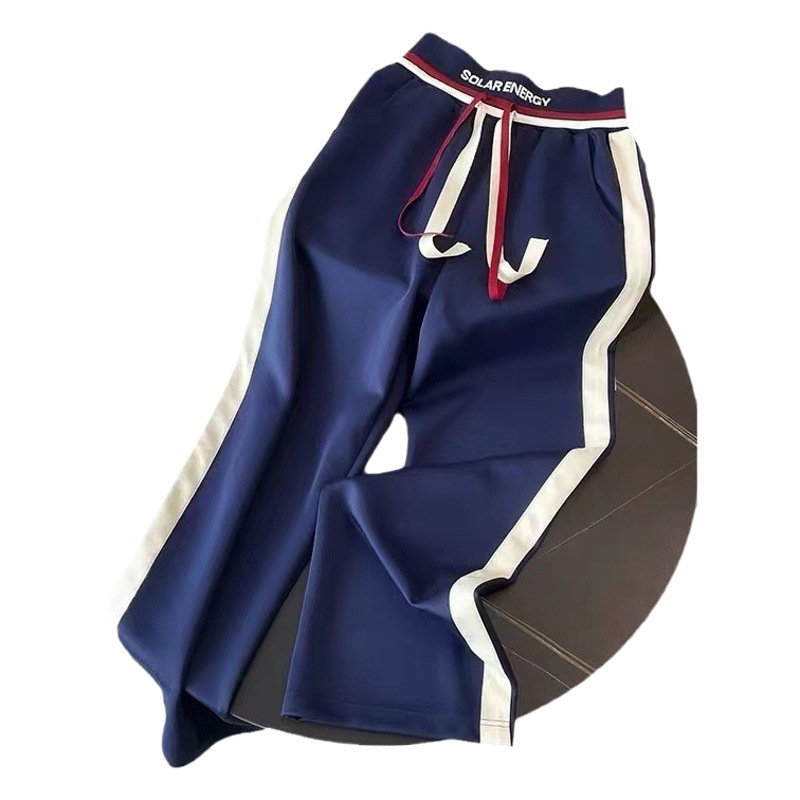 Autumn and winter women's casual sports suit Western style fashionable slimming temperament contrast color stand collar cardigan wide leg pants two-piece suit