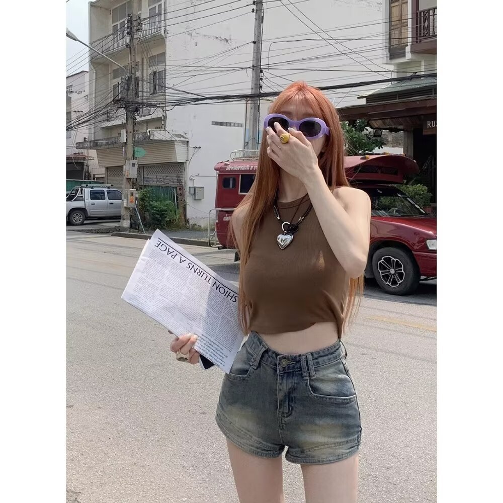 Retro New American Style Old Spice Girl Denim Shorts Women's Summer Explosions High Waist Slimming Slim-Fit A- line Hot Pants Trendy