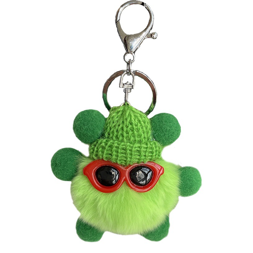 Cute Rex Rabbit Fur Coal Ball Car Keychain Pendant Korean ins Internet Celebrity Plush Elf Schoolbag Pendant
