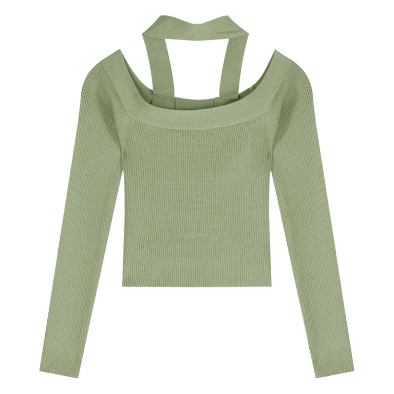 Thin Bottoming Top Spring & Fall Women's Clothing 2024 New Elegant One-Shoulder Exposed Collarbone Pure Lust Sexy Style Knitwear