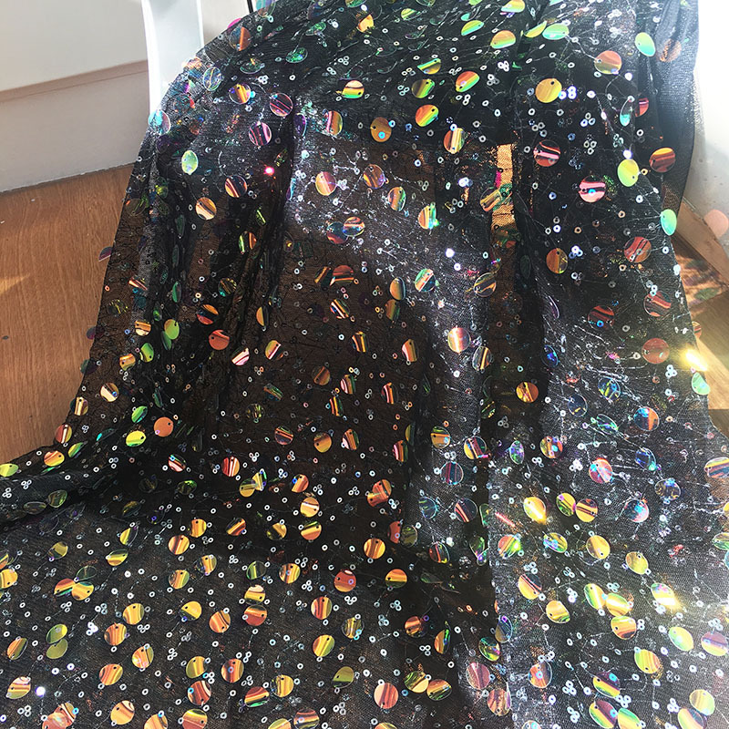 embroidery mesh embroidery color sequins fabric fashion women dress wedding party background handmade diy