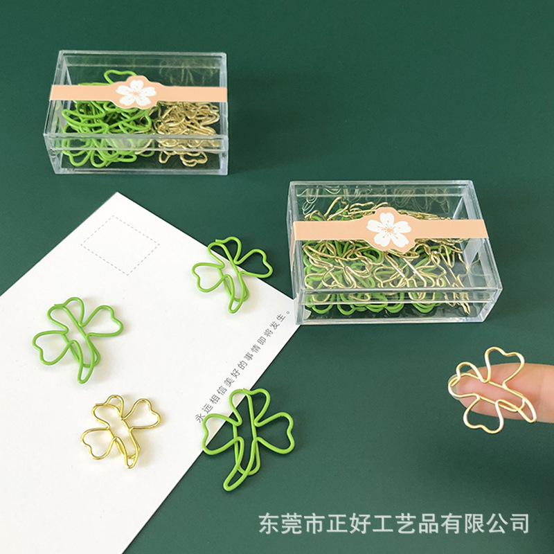 Lucky Clover Papers WholesaleSet Student Stationery Creative Papers Metal Bookmark Holder Direct Selling