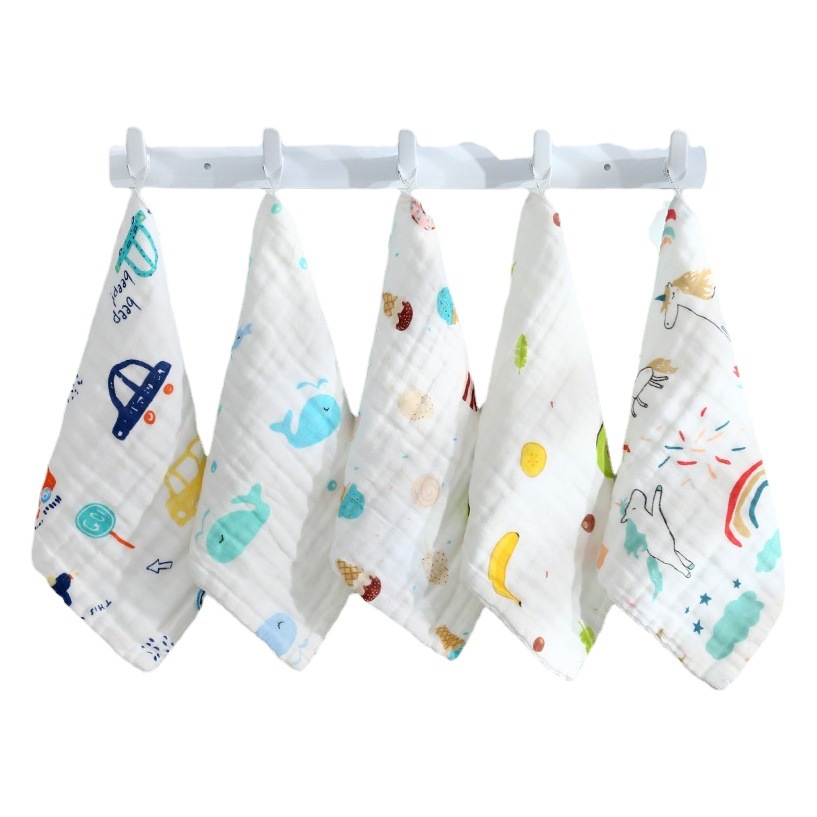 Six layer high density cotton gauze small square towel wholesale baby wash towel cotton children's towel gauze saliva towel