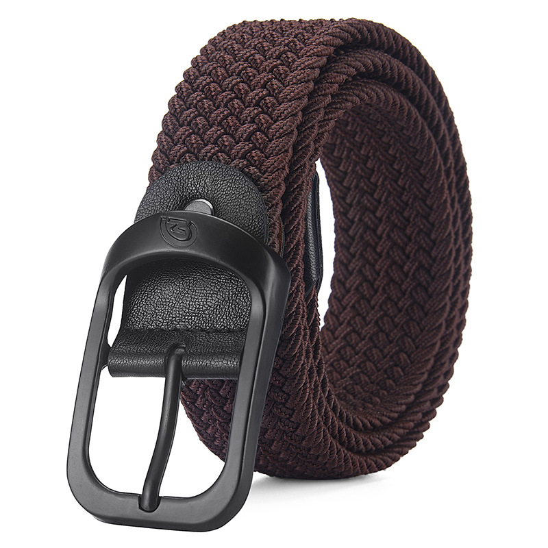 Picture of Korean-style Casual Couple Student Pin Buckle Belt Black Belt All-match Elastic Woven Punch-free Belt