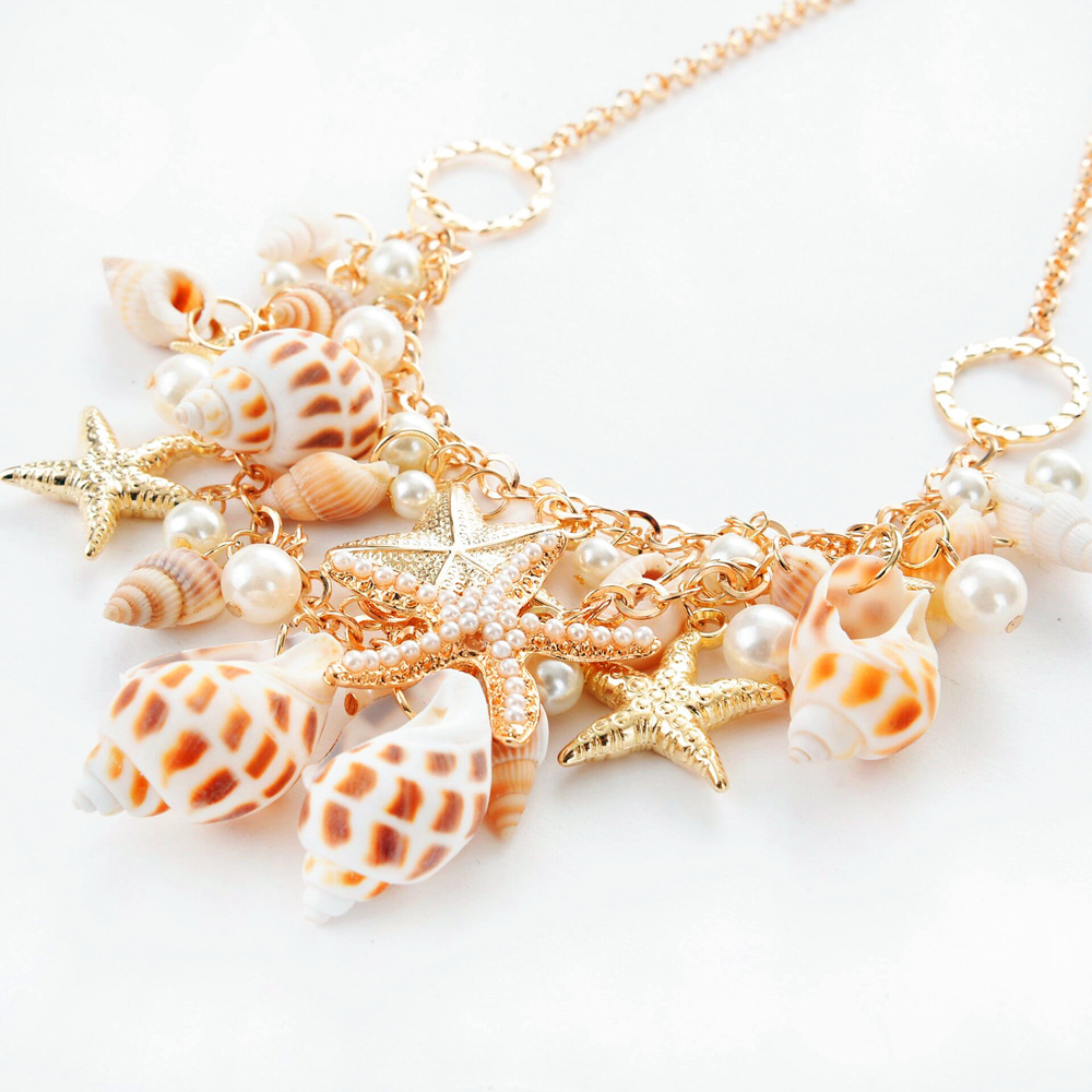 Picture of Vacation Style All-match Conch Sea Star Pendant Necklace Bracelet Women's suit Fashion Fashion Jewelry Cross-border Jewelry