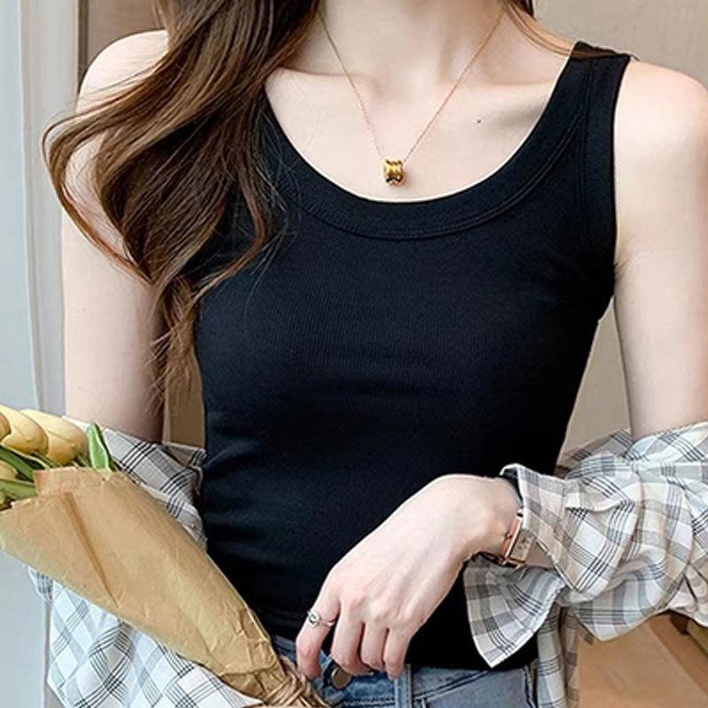 2022 Camisole Women's Spring and Summer Threaded Slim-fit Backing Shirt Women's Outer Wear Sleeveless Thin Factory Outlet